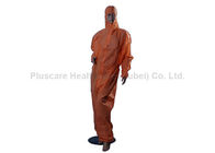 Orange Non Woven Disposable Work Coveralls Dust Proof With Elasticated Hood