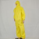 Fully Covered Front Zip Disposable Protective Coveralls Yellow Color
