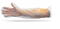 18″Clear Long Disposable Gloves , Polyethylene Shoulder Length Disposable Gloves
